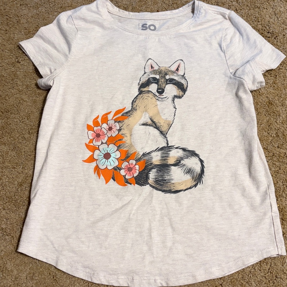 SO Raccoon Tee with Floral Accents